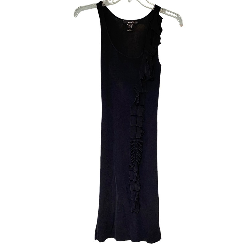 Mango Black Ruffle Collar Sleeveless Dress Bodycon Sz X-Small